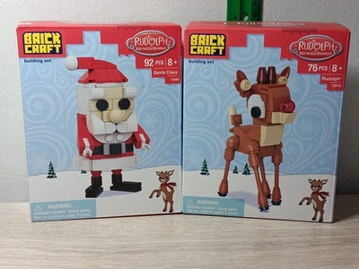 *FREE SHIP* SANTA + RUDOLPH the Red Nosed Reindeer Holiday BrickCraft Brick Set - Image 1 of 4