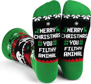 Funny Christmas Socks Unisex Cotton Knit Crew Novelty Stocking Stuffer Gift - Picture 1 of 9