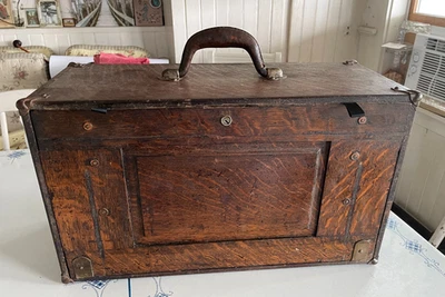 Antique H. Gerstner & Sons 8-Drawer Oak Wood Machinist Tool Box - Image 1 of 4
