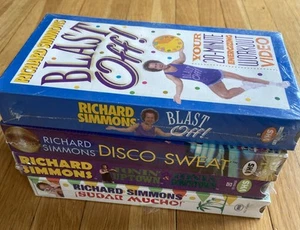 Richard Simmons VHS Tapes Audio Cassette 4 NEW SEALED Exercise Workout Videos - Picture 1 of 6