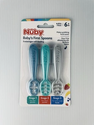 Nuby Baby's First Spoons for 3 Stages, 6 + Months, Set of 3 Baby Feeding Spoons - Image 1 of 4
