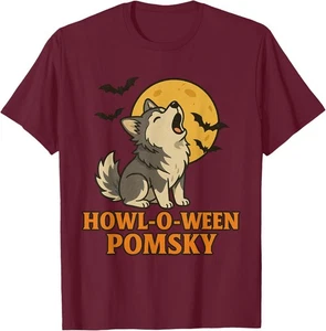 Howl-O-Ween Pomsky, süßer Hund Halloween Design T-Shirt - Bild 1 von 4