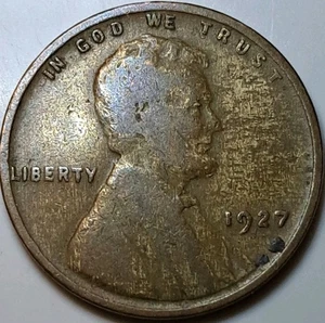 1927 P Lincoln Wheat Cent Penny 1C Improper Alloy Mix Woodgrain Woody - Picture 1 of 2