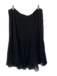 Vintage Lauren Ralph Lauren schwarz ausgestellt Midi Seide Rock, Größe 16 klassische Karriere - Bild 1 von 9