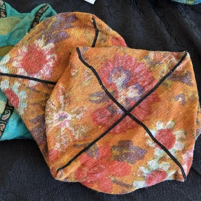 Sombrero holgado grande vintage renacentista faire naranja brocado cinta borde X hecho a mano Foto 1 de 4