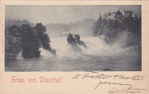 Postcard Gruss vom Rheinfall! Schloss Laufen Switzerland 1898 UDB - Imagen 1 de 2