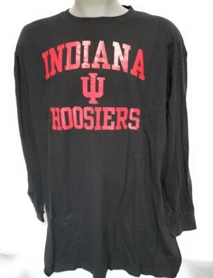 Mens Profile Varsity Indiana Univ Hoosiers NCAA B&T Black Long Sleeve Tee Shirt - Image 1 of 2
