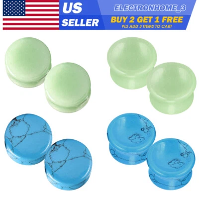 8 PIEZAS Medidores de oreja de piedra natural Turquesa Aventurina Sillín Tapones para los oídos Estirador Foto 1 de 4