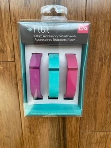 Fitbit Flex 3 Pk Vibrant Accessory Wristbands Bands Violet/Pink/Teal Large NEW - Picture 1 of 1
