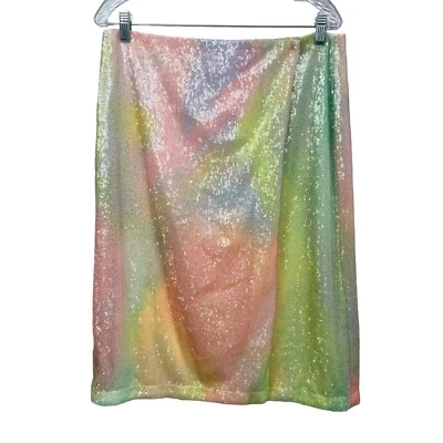 Stine Goya Arwen Women Midi Skirt Sequin Wrap Pastel Ombre Lined Size M - Image 1 of 4