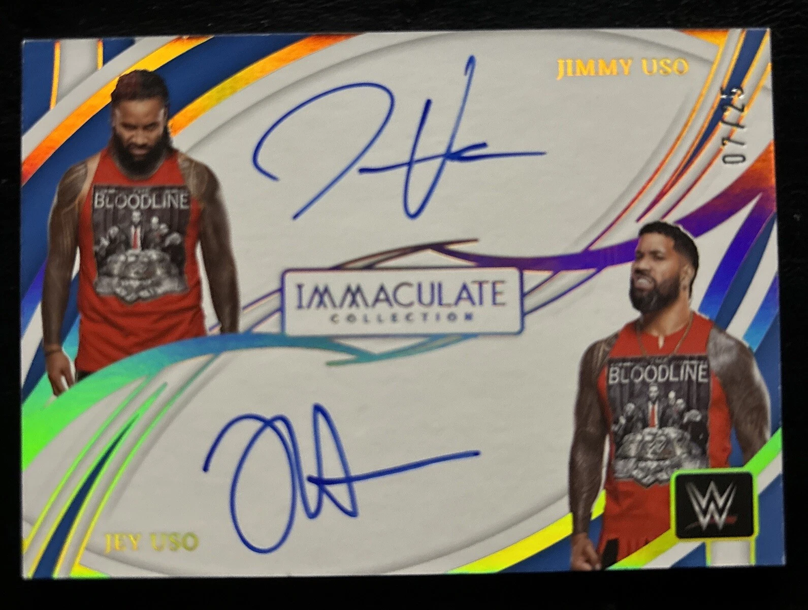 🔥🔥2022 Panini Immaculate WWE JIMMY USO JEY USO Dual AUTO #d /25 Bloodline