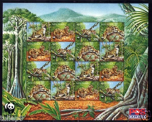 Sheetlet - Malaysia (1995)  - WWF Cloud Leopard Full Sheetlet (16v) - MNH - Picture 1 of 3