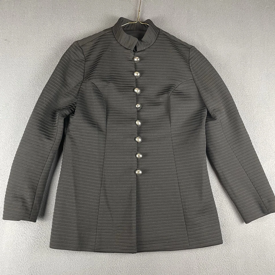 De Colección Domani Tejidos 2 Piezas Falda Traje Talla S Negro Tejido Acanalado Retro Años 60 Plata Botón Midi Foto 1 de 4