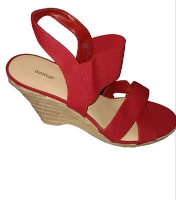 New Avenue Becca Red Stretch Wedge Heel Sandals Size 9.5W  - Image 1 of 4