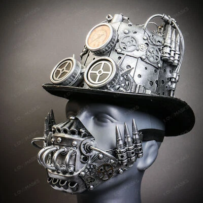 Máscara de pareja negra roja Steampunk Spike Angry Wolfs cara completa fiesta de Halloween Foto 1 de 4