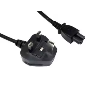 Clover Leaf Mains C5 UK 3 PIN Cloverleaf Power Lead Cable Laptop Dell Charger 2M - Picture 1 of 3