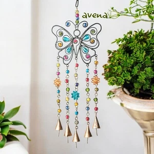 Butterfly Hanger Suncatcher Chime Vibrant Rainbow Colours With Bells Metal. - Picture 1 of 3