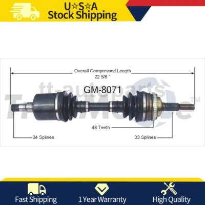 Rear Driver Left CV Axle Joint Shaft For Pontiac Fiero 1988 1987 1986 1985 - Image 1 of 2