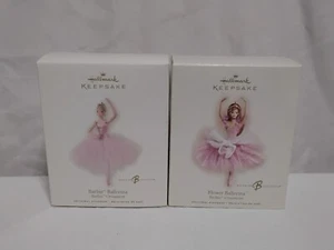 NIB 2 Barbie Ballerina's - Hallmark Ornaments 2007 Flower 2008 New In Box - Picture 1 of 5