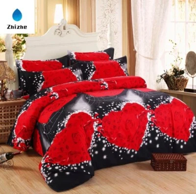 Juego de edredón queen Precioso juego 3D con dos fundas de almohada y sábana plana. Foto 1 de 2