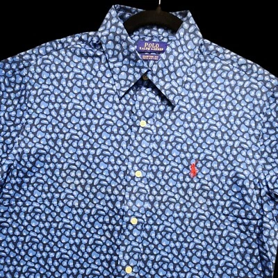 Рубашка мужская Polo Ralph Lauren M Slim индивидуальный покрой капли воды принт ЧИТАЙТЕ - Изображение 1 из 4