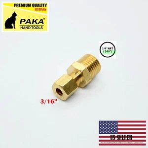 10 Stück - Klemmverschraubung Messing 3/16" Außendurchmesser Rohr x 1/4" NPT Außenrohr - Bild 1 von 1