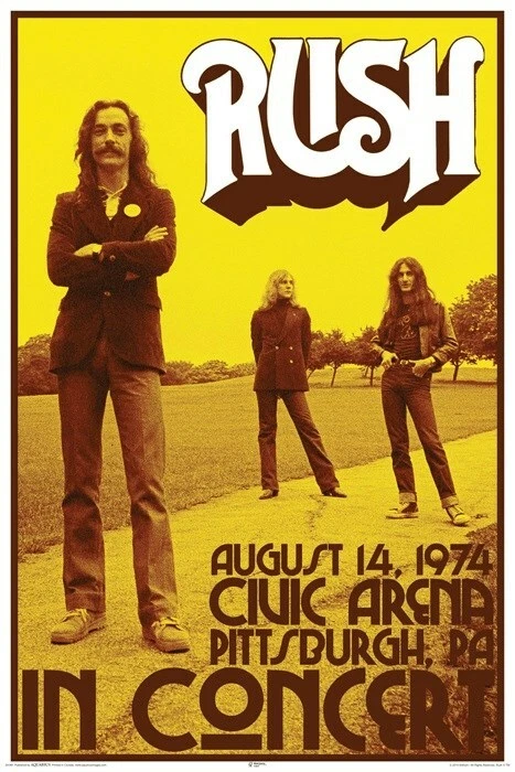 Rush Poster Yellow Band Shot Pittsburgh 1974 - Image 1 of 1