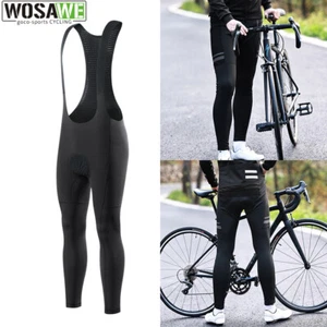 WOSAWE Men Thermal Fleece Road Bike Bib Tights 3D Padding Breathable Trousers - Picture 1 of 13