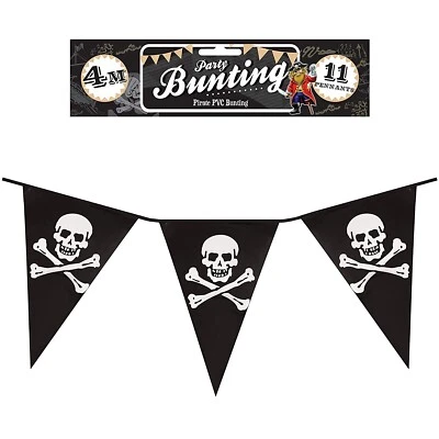 12FT Pirate 11 Flag Banner Bunting Kids Party Skull & Crossbones Childrens Adult - Image 1 of 2