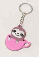 85pc Animal Cartoon Sloth in Coffee Mug Teacup Keychain Keyring Gift Accessory