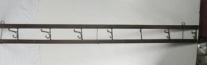 Antique Wood & Iron Wall Hanging Coat Rack 7 Swivel Hooks Cottage Core Farmhouse - Picture 1 of 3