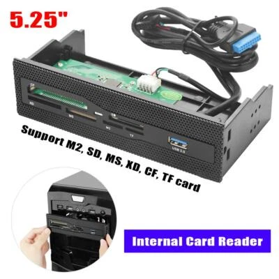 STW Lettore di schede interne PC 5,25" porta USB 3.0 M2 MS CF cruscotto pannello frontale - Immagine 1 di 4