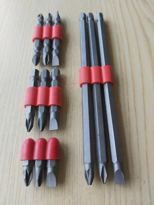 12 Pc Long Reach PZ2 PH2 Slotted Screwdriver Bit Set 1/4" Hex Shank 150mm 50mm - Image 1 of 4
