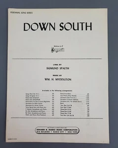 Down South Sheet Music 1932 Piano Guitar Ukulele Fox Trot Myddleton Spaeth Vtg - Picture 1 of 4