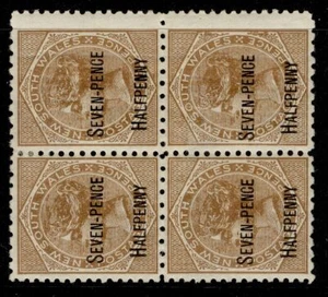 AUS - New South Wales QV SG267d, 7½d on 6d BLOCK x4 perf 10x12, M MINT. Cat £32+ - Picture 1 of 1