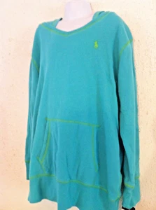 Ralph Lauren Girls Shirt Aqua Blue Hoodie LS Kangaroo Contrast Sz M(8-10) NWT - Picture 1 of 7