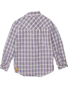 BENETTON Boys Shirt 4-5 Years XS Blue Check Cotton BQ13 - Picture 1 of 3
