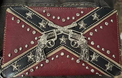 Montana West Women’s Wallet Preowned Red And Blue Pistols Bling - Image 1 of 4