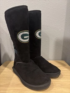 Green Bay Packers Boots Women's Faux Fur/Suede Warm Fashion US Size 6 - Picture 1 of 5