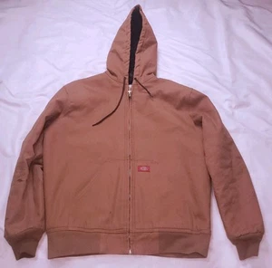 Vintage Dickies hellbraune Arbeit Kapuze Distressed Ente Jacke gesteppt gefüttert Herren Medium - Bild 1 von 19