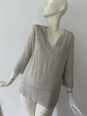 Camisa 120% Lino Natural Manga 3/4 Grande Nueva Con Etiquetas Italia Desvanecimiento Suave Foto 1 de 4