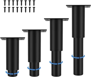 4 Stück verstellbare Möbelbeine - 5,9-9,8 Zoll, Metall für Schrank, Couch, Bett & T - Bild 1 von 6