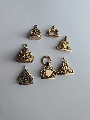 Antique Gold Filled Watch Chain Fobs lot of 7 Pendants - Image 1 of 4