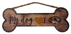 Missouri Tigers Wood Dog Bone 12” Sign by Fan Creations-New - Picture 1 of 1