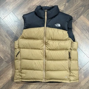 The North Face Men's 1996 Retro Nuptse Gilet 700 Khaki Black Size XL Goose Down - Picture 1 of 11