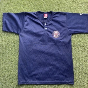 Vintage Wilson Detroit Tigers Mesh Henley Blank BP Jersey Blue USA Made L - Bild 1 von 8