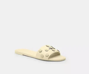 Sandali Coach Lockup Slide donna pelle chiaro di luna rosa tè punta aperta casual - Foto 1 di 6