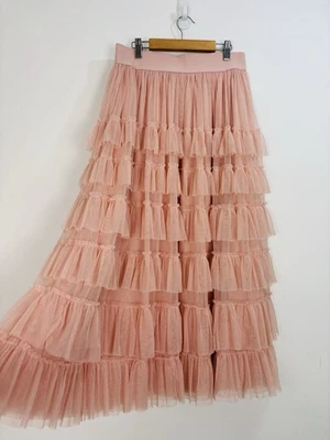 Falda Boden Mujer Talla 12 Rosa Midi Tul Malla En Niveles Cintura Elástica En Capas Foto 1 de 4