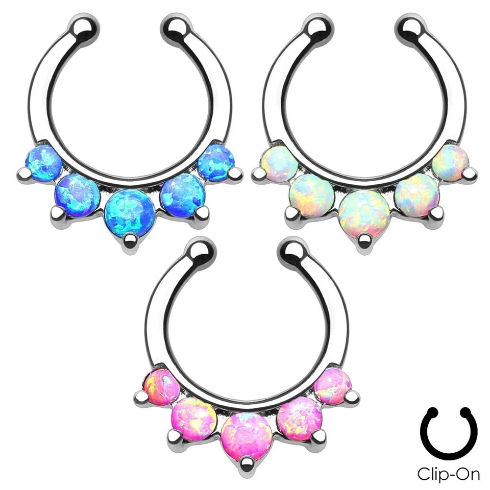 Fake Septum Piercing 5 Opals - Image 1 of 1