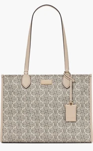 Nuevo Bolso Kate Spade - Pala Flor Recubierta Lona Grande Mercado Neutro Multi - Imagen 1 de 7
